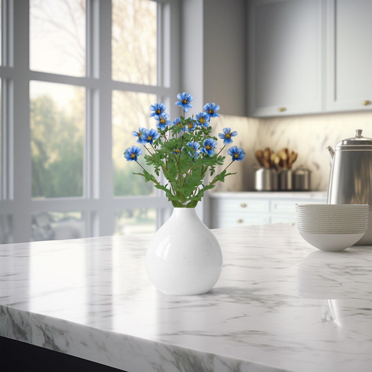 Northlight Artificial Floral Cosmos Sprays- 33" - Blue - Set of 6